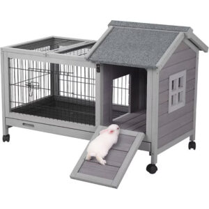 Aivituvin 28.3-in Indoor & Outdoor Wheeled Rabbit Hutch