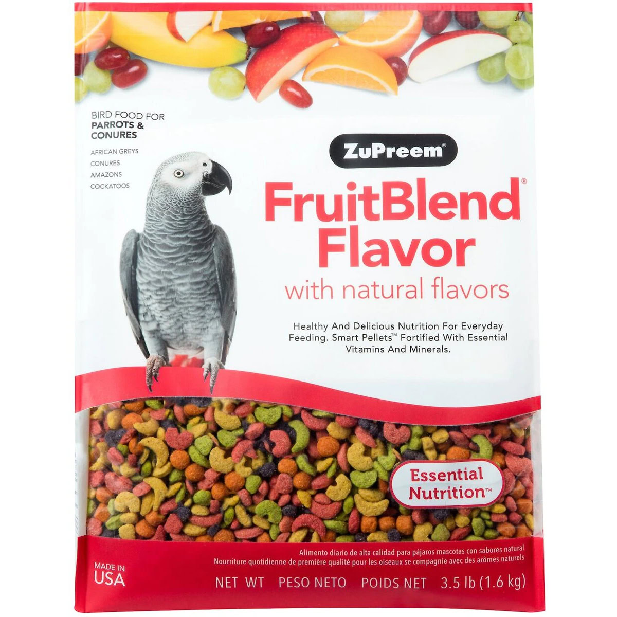 ZuPreem FruitBlend Flavor with Natural Flavors Daily Parrot & Conure Bird Food