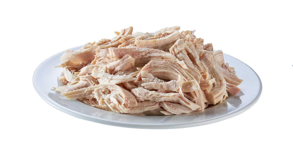 boiled shredded chicken on a plate