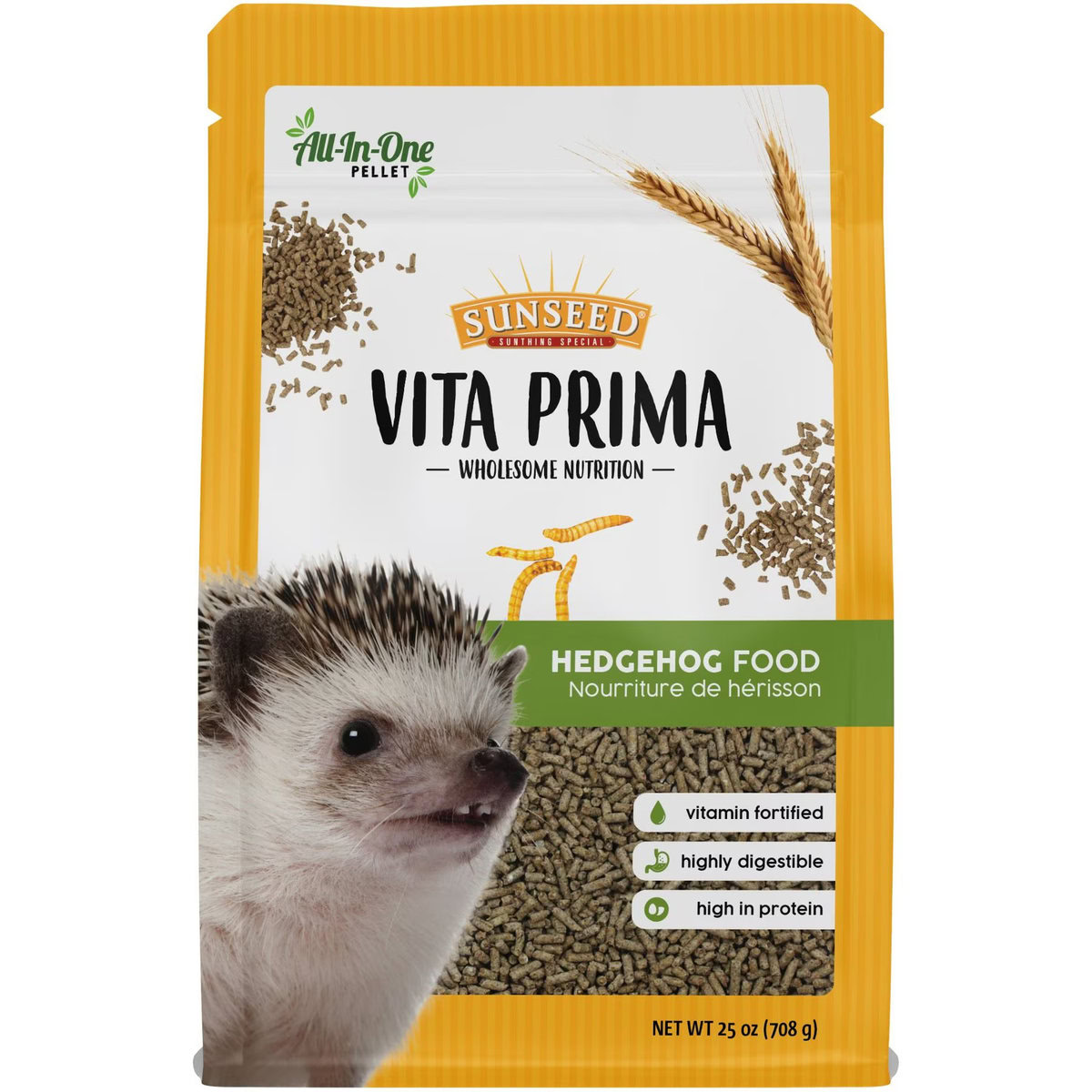 Sunseed Vita Prima High-Protein Poultry, Seafood & Mealworm Food Blend Vitamin-Fortified Hedgehog Food 