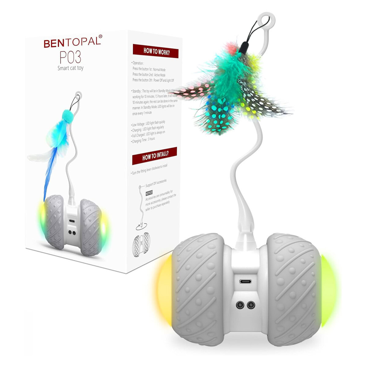 Bentopal P03 Automatic Cat Toys Interactive Feather Toys