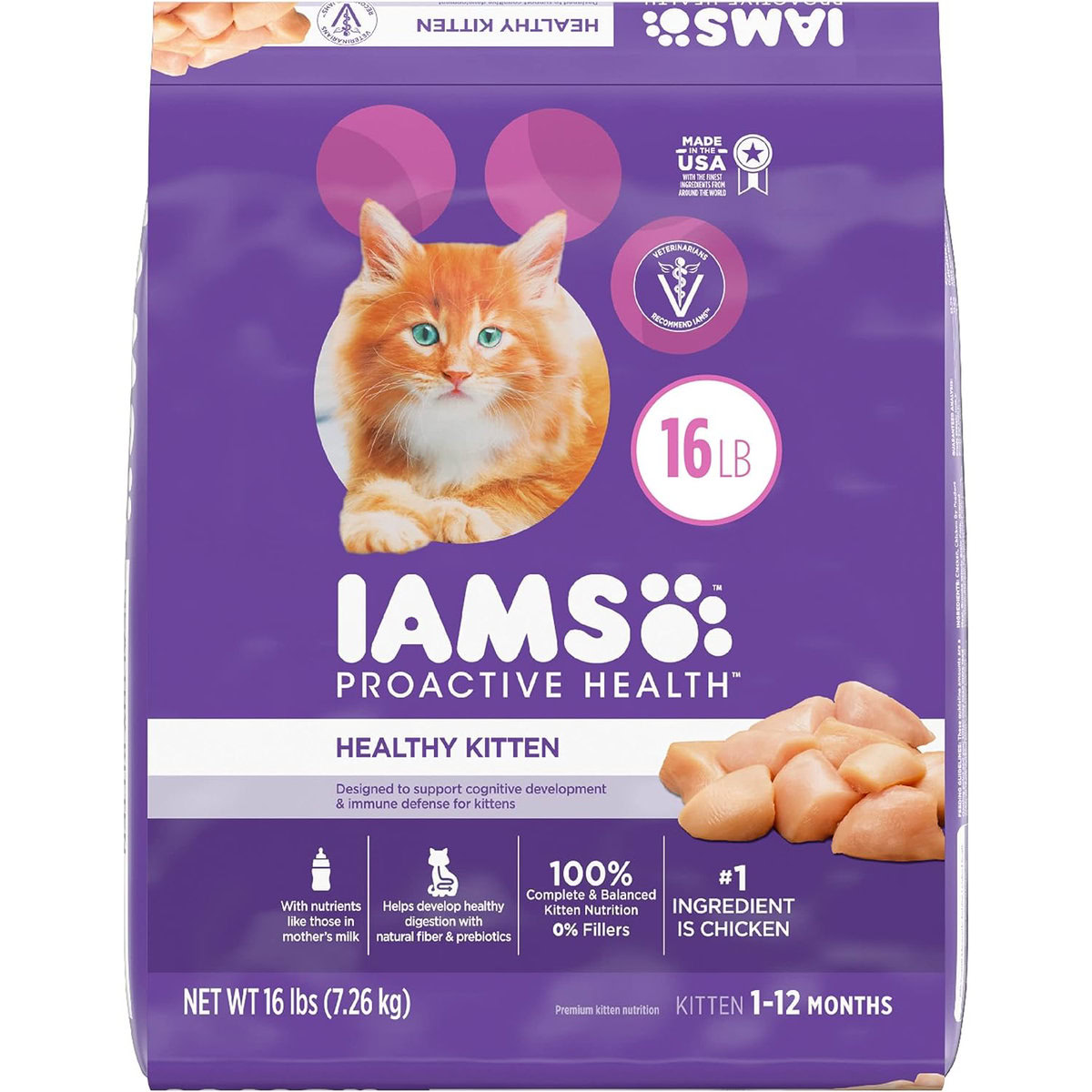 IAMS PROACTIVE HEALTH Healthy Kitten Dry Cat Food with Chicken Cat Kibble 