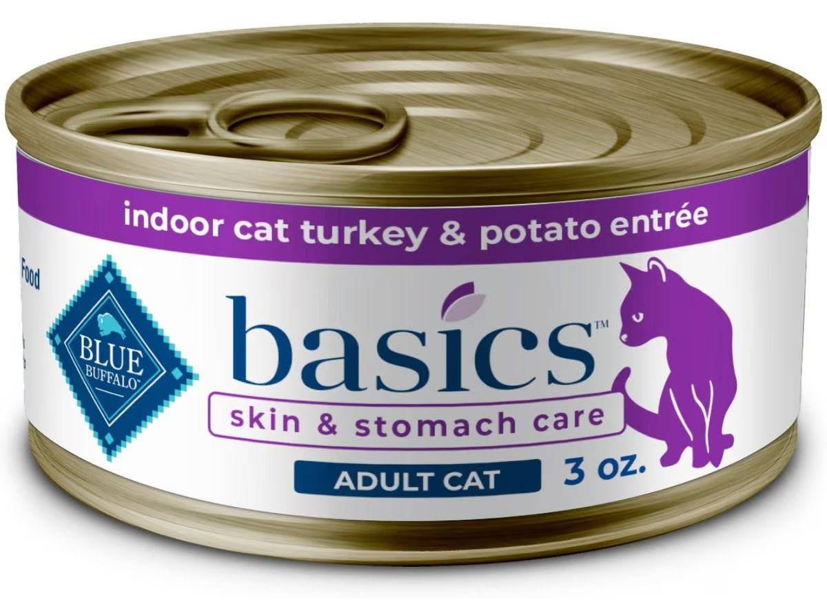 Blue Buffalo Basics Skin & Stomach Care Grain-Free Turkey & Potato Entree Indoor Adult Canned Cat Food