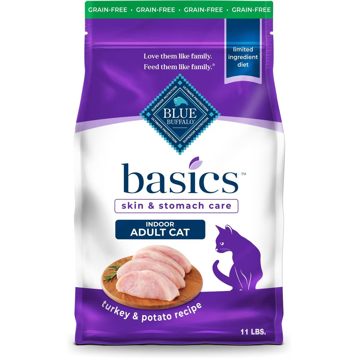 Blue Buffalo Basics Skin & Stomach Care Grain-Free Turkey & Potato Recipe Dry Cat Food