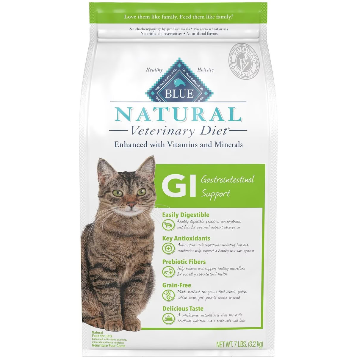 Blue Buffalo Natural Veterinary Diet GI Gastrointestinal Support Grain-Free Dry Cat Food 