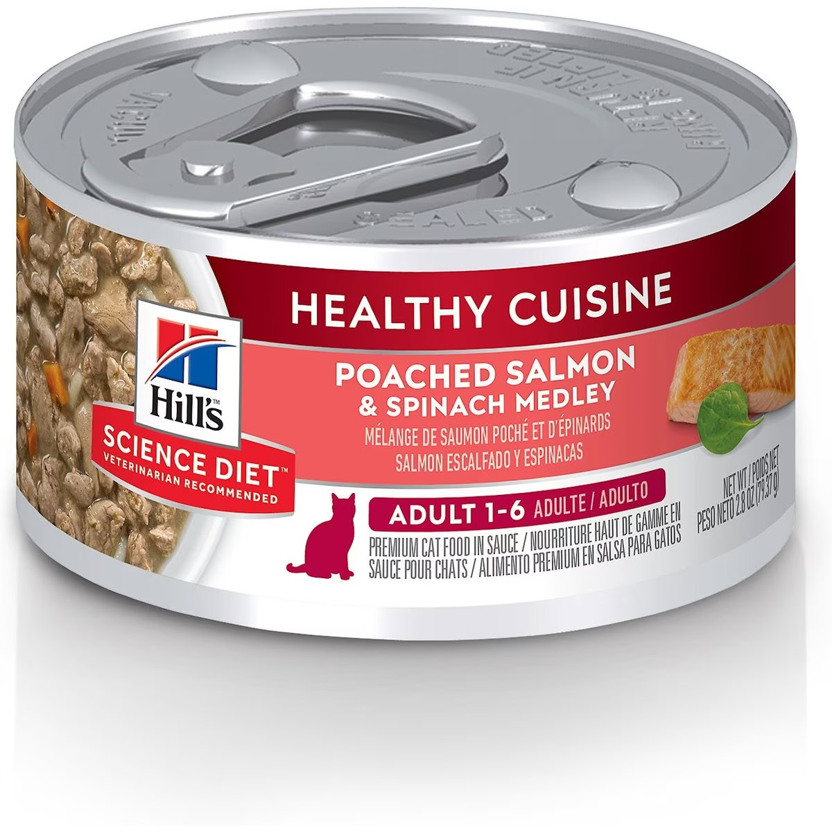 Hill's Science Diet Adult Healthy Cuisine Poached Salmon & Spinach Medley Canned Cat Food 