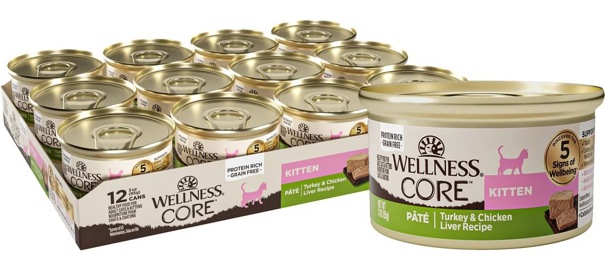 Wellness CORE Natural Grain-Free Turkey & Chicken Liver Pate Canned Kitten Food 