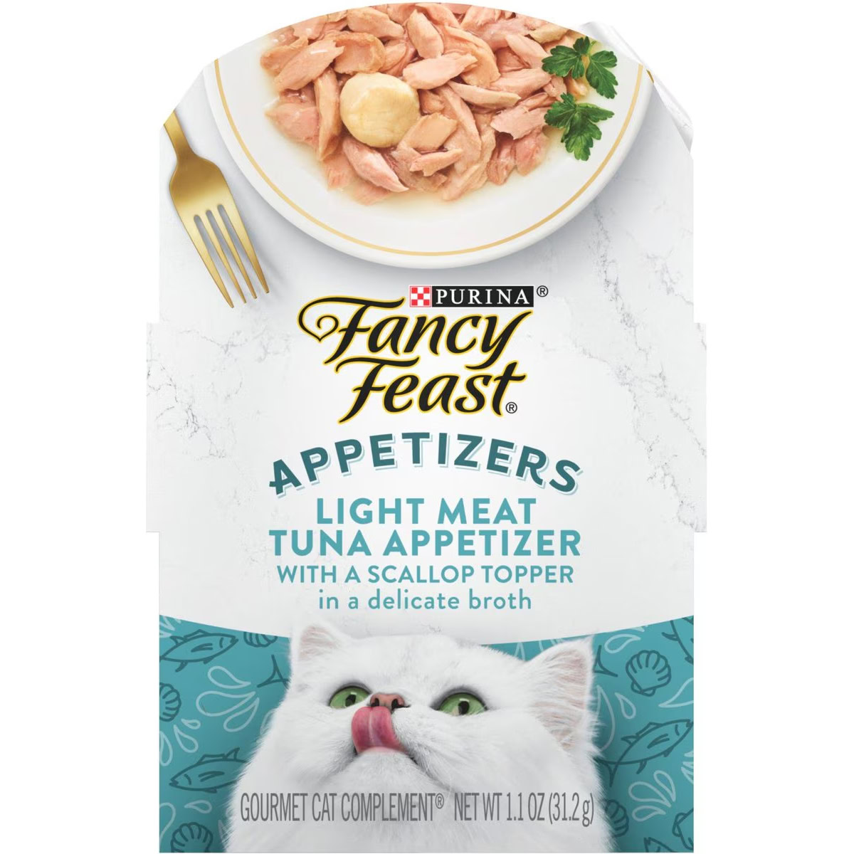 Fancy Feast Appetizers Light Meat Tuna with a Scallop Topper Lickable Cat Treats 