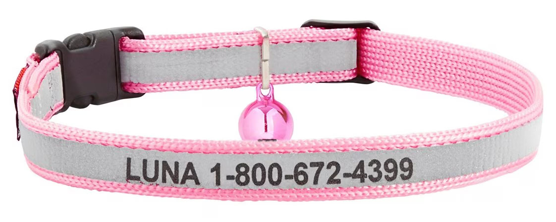 GoTags Nylon Personalized Reflective Breakaway Cat Collar with Bell 