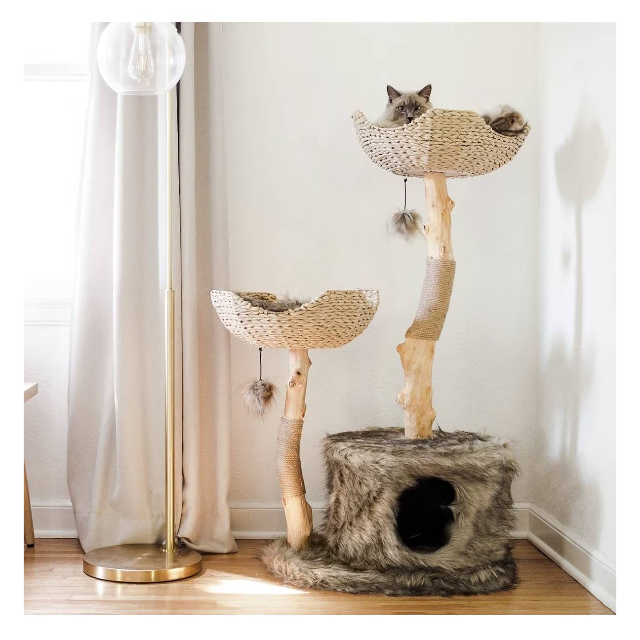 Mau Lifestyle Cento 46-in Modern Wooden Cat Tree & Condo