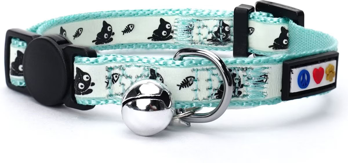 Pawtitas Glow in the Dark Nylon Breakaway Cat Collar with Bell