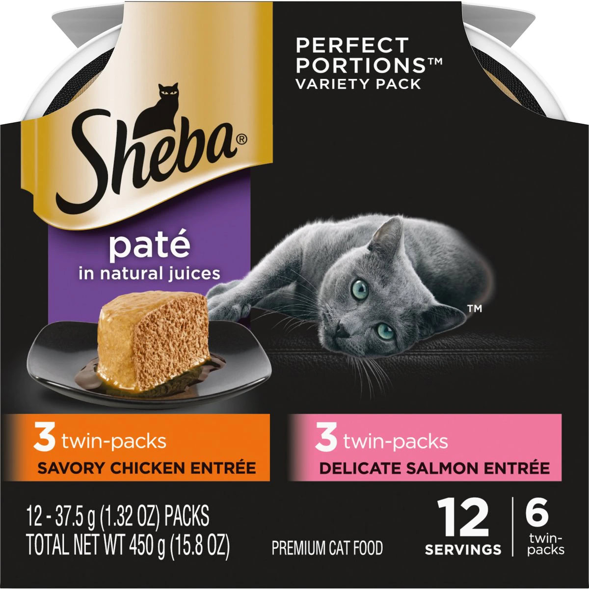 Sheba Perfect Portions Chicken & Salmon Pate Entree Variety Pack Adult Wet Cat Food Trays 