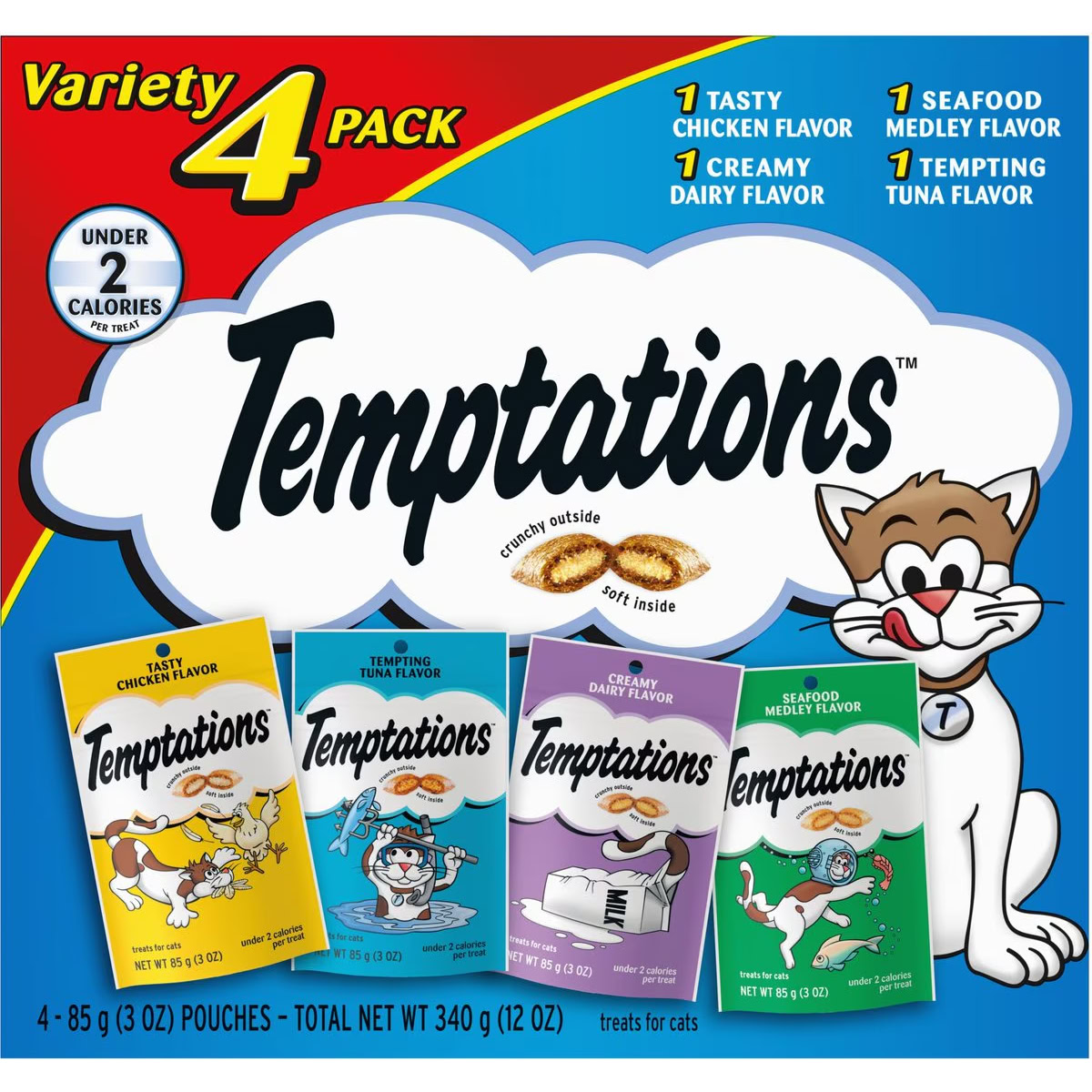 Temptations Feline Favorites Classic Variety Pack Soft & Crunchy Cat Treats 