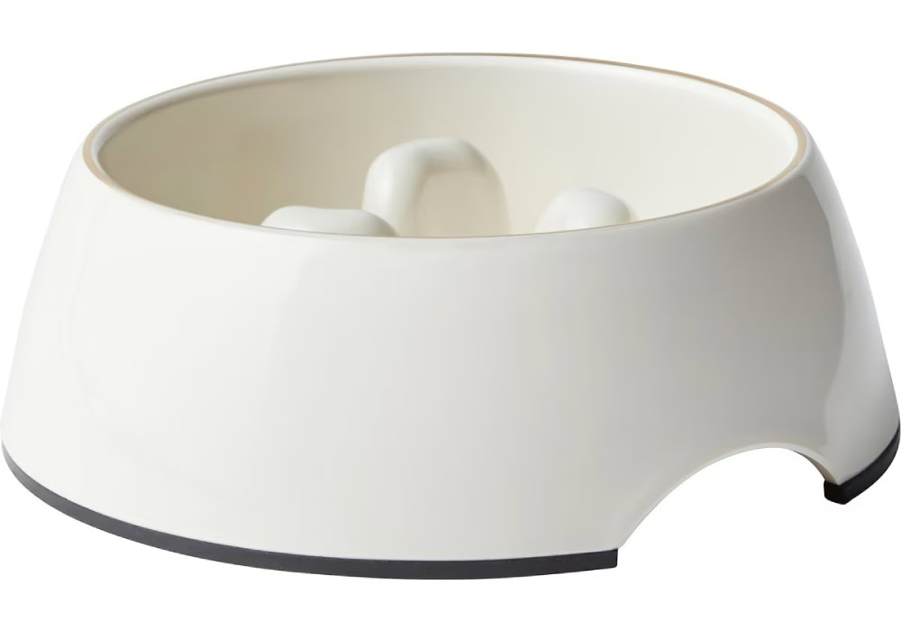 Frisco Melamine Slow Feed Dog & Cat Bowl with Gold Trim