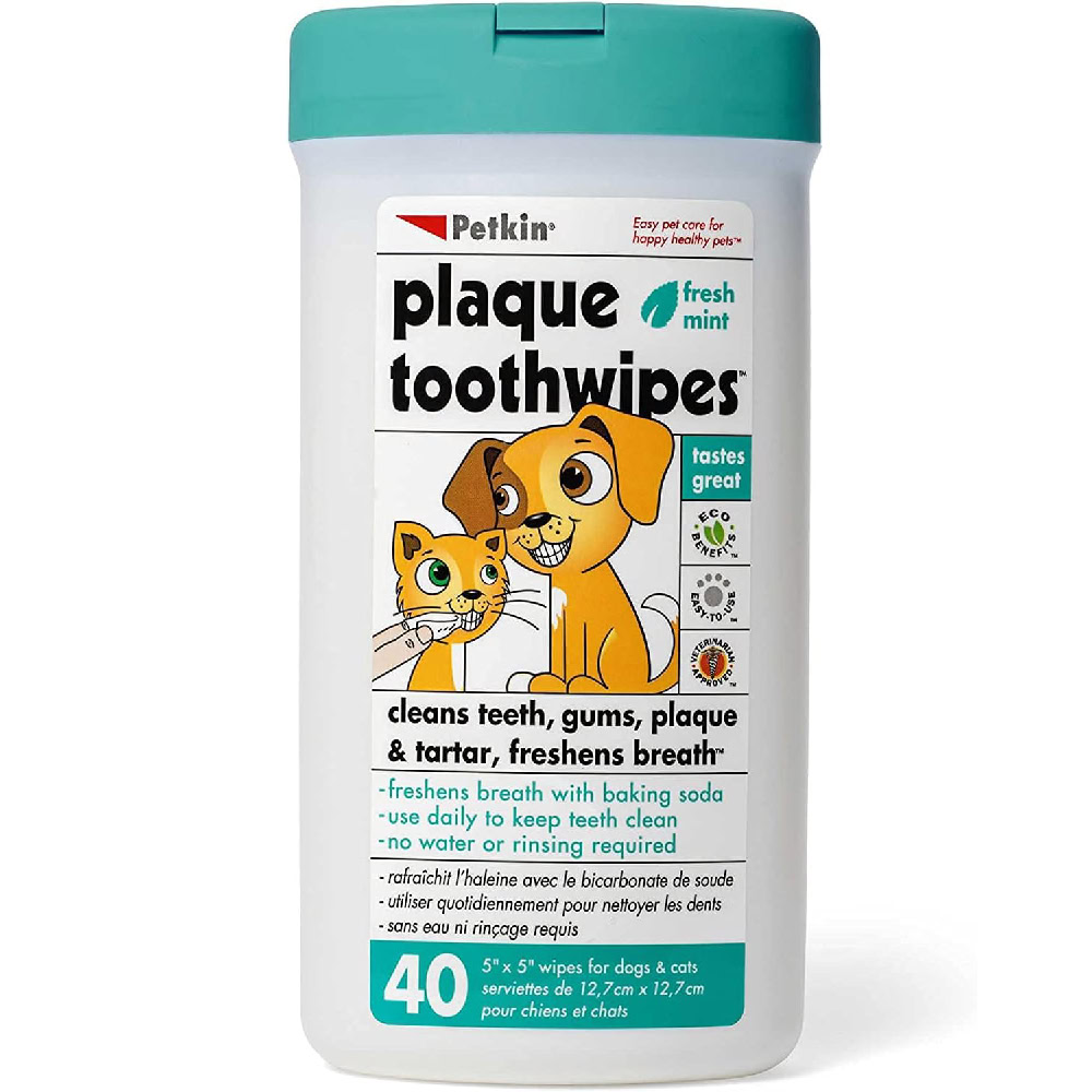 Petkin Fresh Mint Dog & Cat Plaque Tooth Wipes