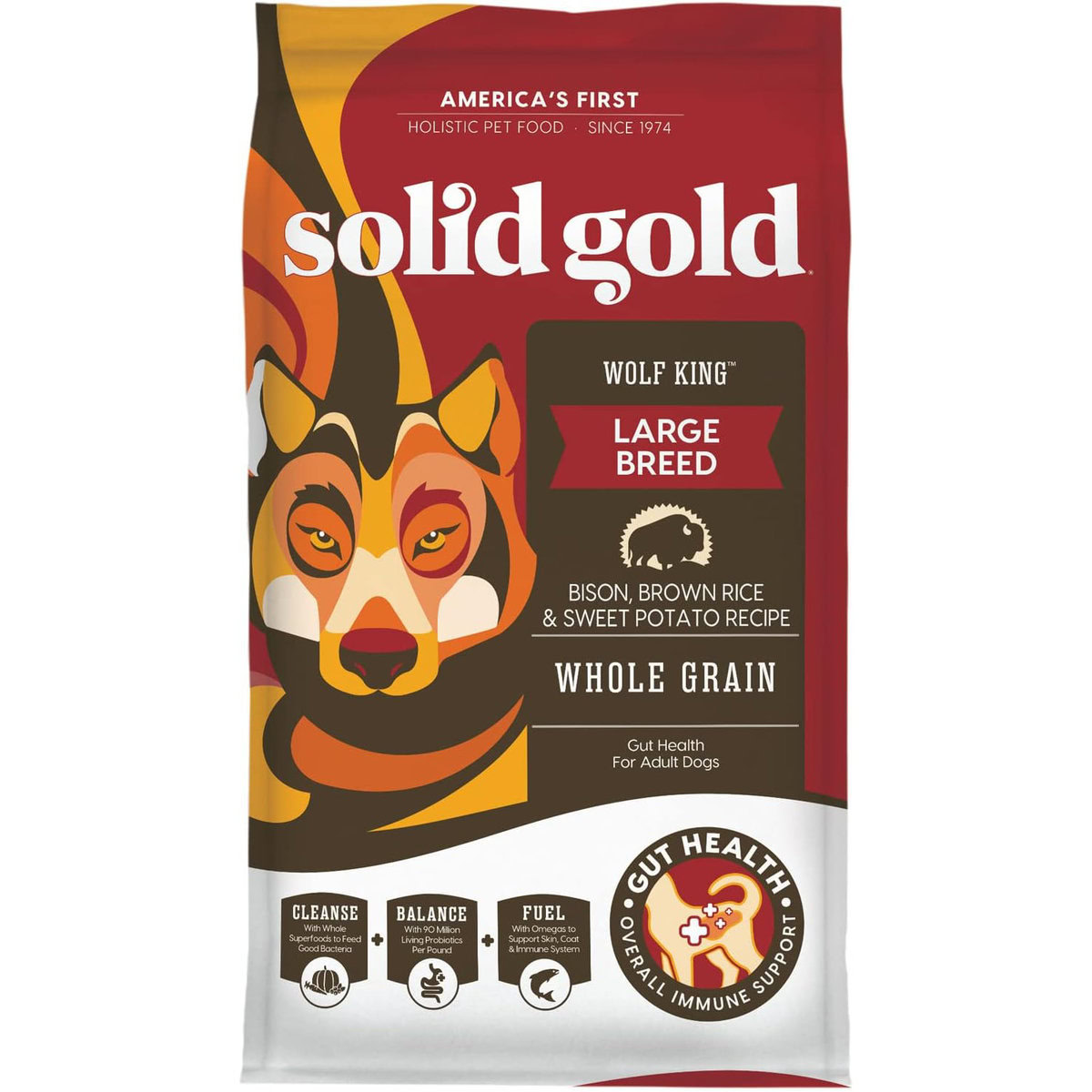 Solid Gold Wolf King Large Breed Adult Dry Dog Food Bison Brown Rice and Sweet Potato Recipe