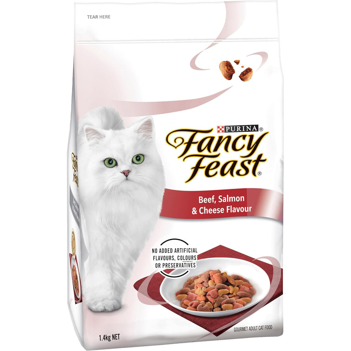 Purina Fancy Feast Dry Cat Food Beef Salmon and Cheese Flavour