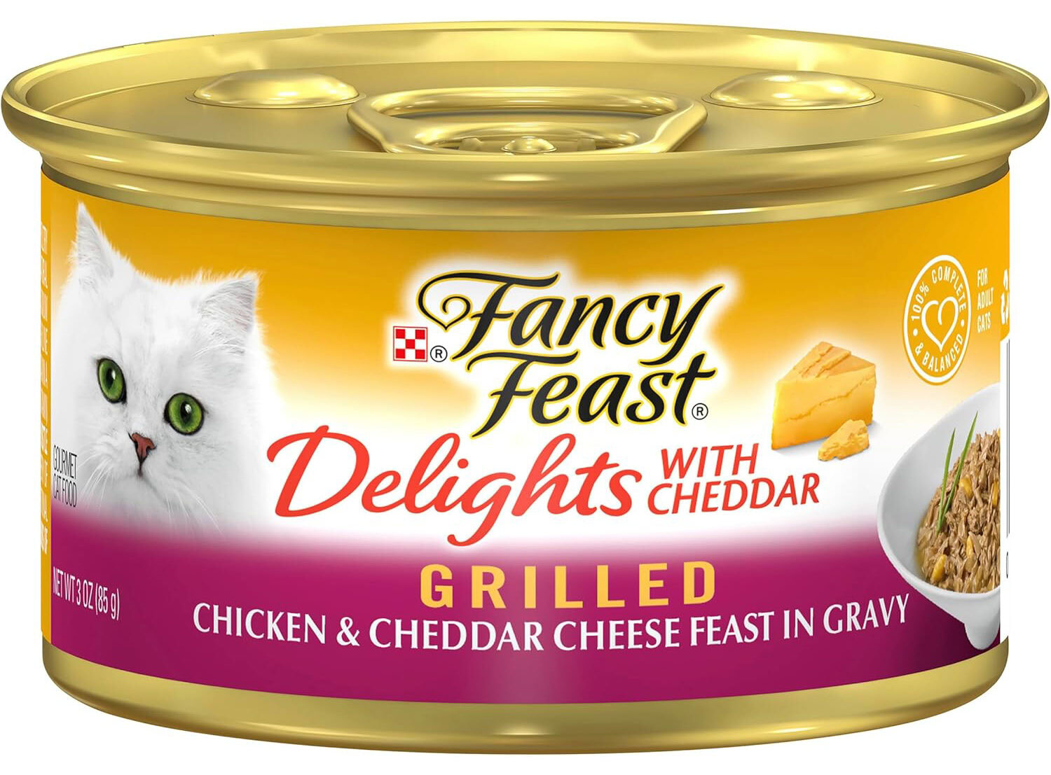 Purina Fancy Feast Wet Cat Food Grilled Chicken and Cheddar Cheese Feast in Gravy