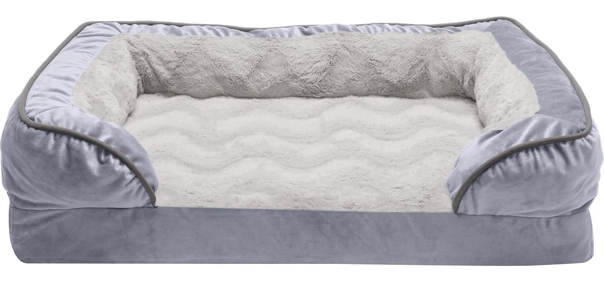 FurHaven Velvet Waves Perfect Comfort Orthopedic Sofa Cat & Dog Bed 