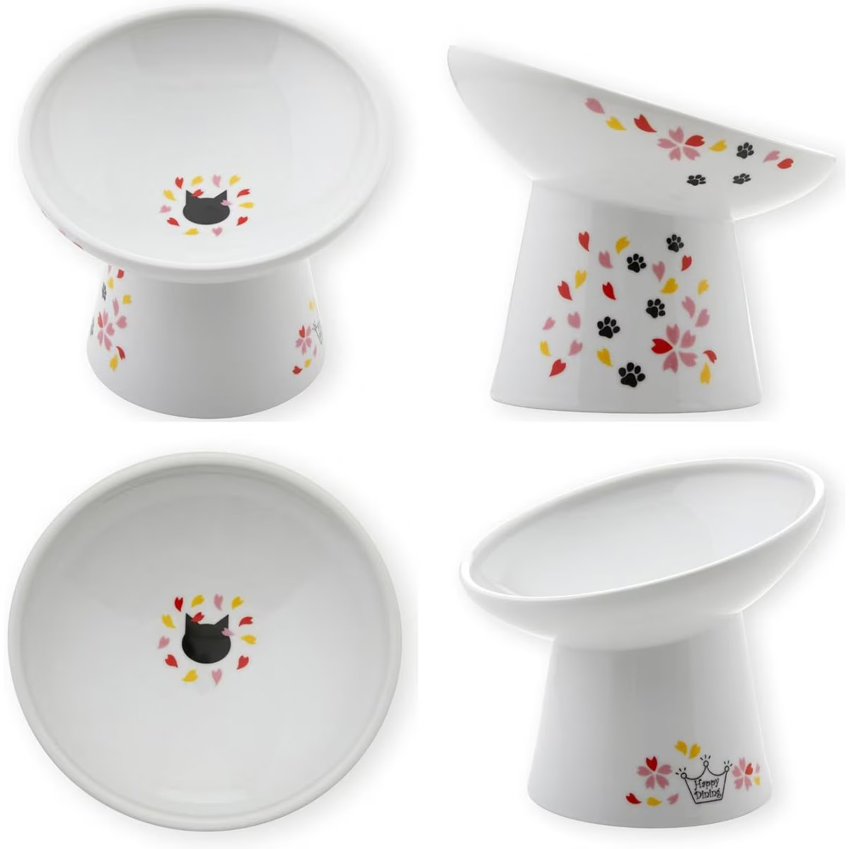 Necoichi Tilted Stress-Free Raised Cat Food Bowl