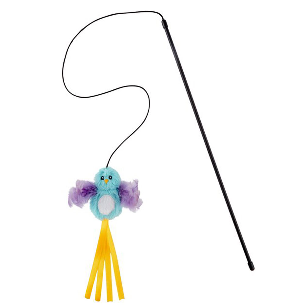 Frisco Bird with Feathers Teaser Wand Cat Toy with Catnip