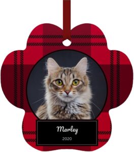 Frisco Plaid Paw Shape Metal Personalized Ornament