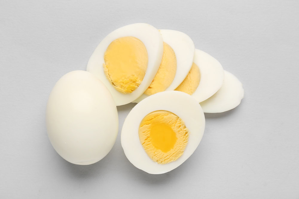 Slices of delicious boiled eggs