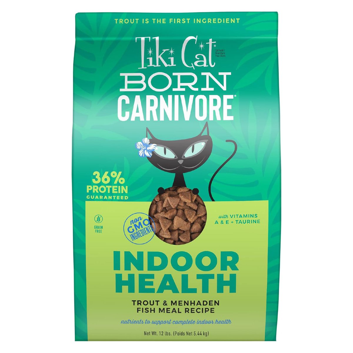 Tiki Cat Born Carnivore Indoor Health, Trout & Menhaden Fish Meal, Grain-Free Baked Kibble Cat Food
