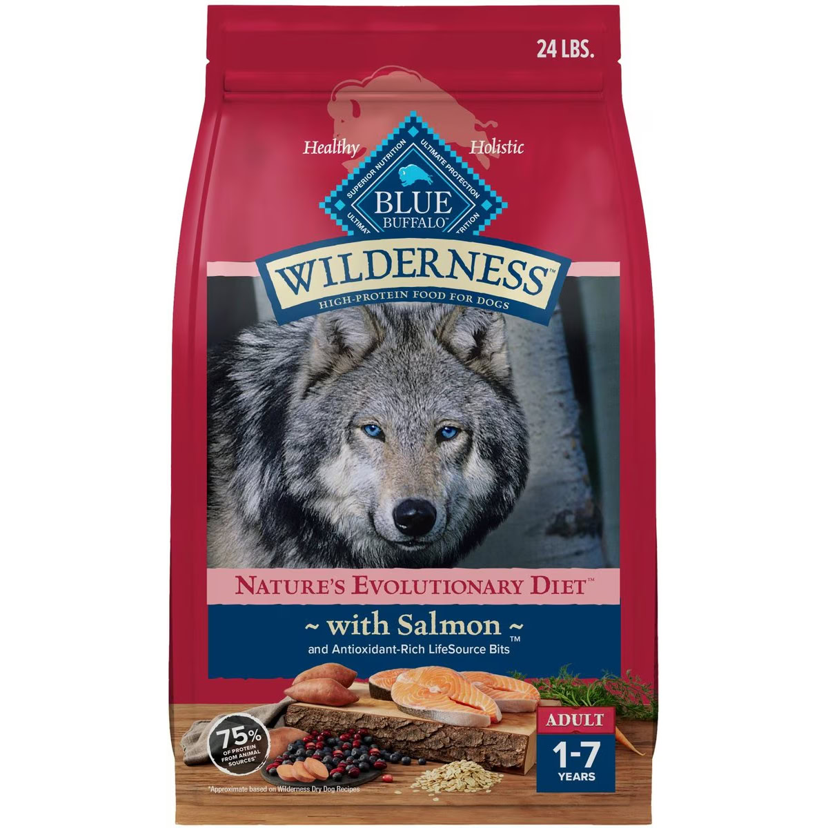 Blue Buffalo Wilderness Adult High Protein Natural Salmon & Wholesome Grains Dry Dog Food 