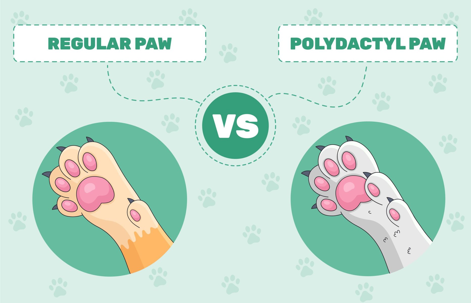 regular cat paws vs polydactyl cat paws