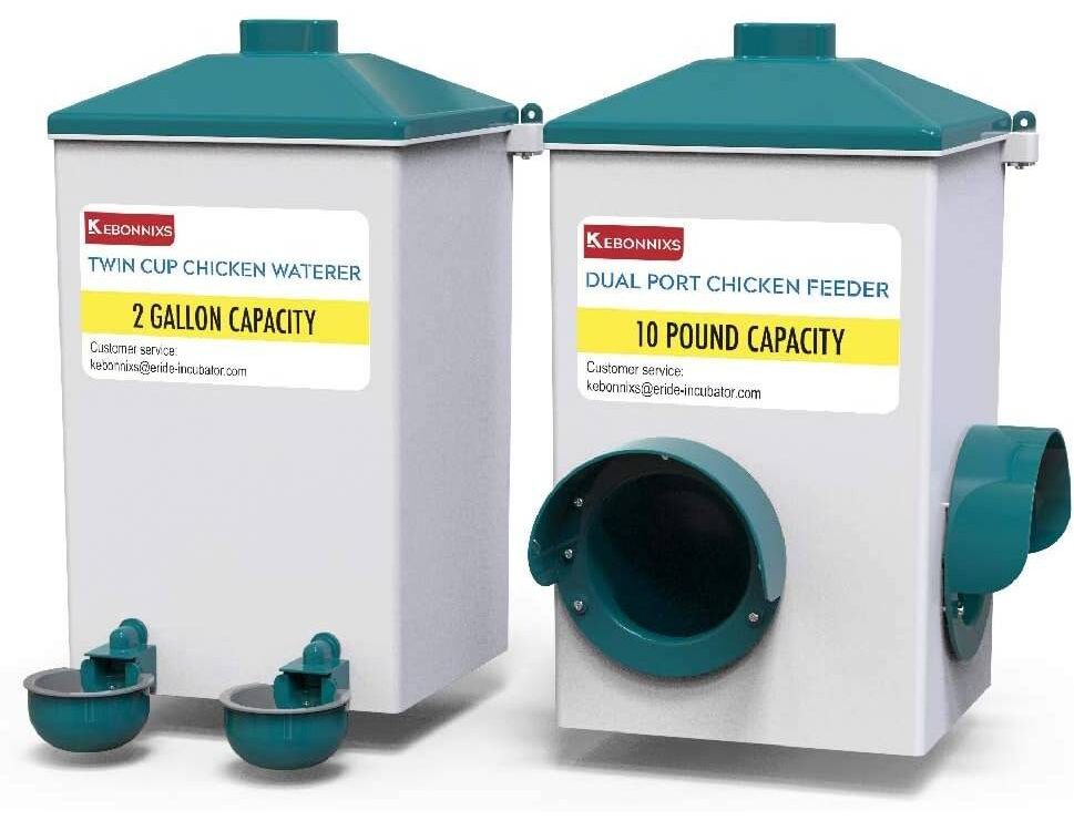 Kebonnixs Automatic Chicken Cup Waterer and Port Feeder Set