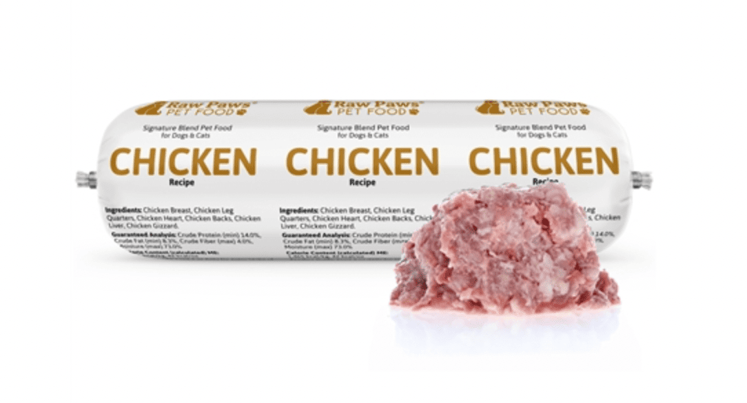 raw paws chicken roll dog and cat food