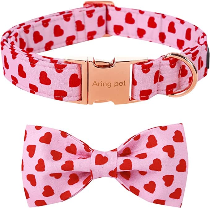 ARING PET Valentine's Day Dog Collar-Adorable Pink Heart Girl Dog Collar