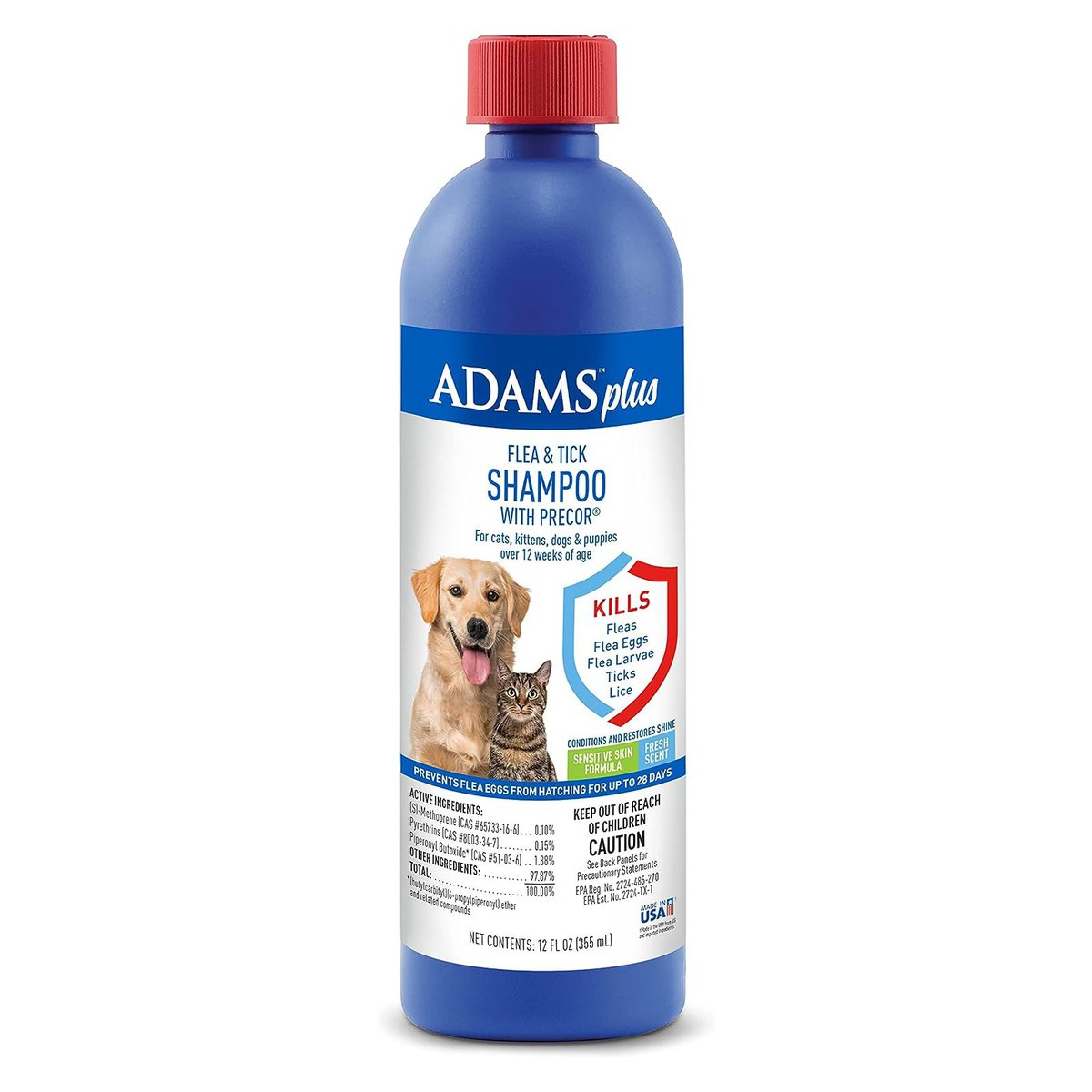 Adams Plus Flea & Tick Shampoo with Precor