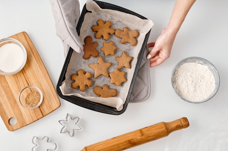 Baking gingerbread cookies