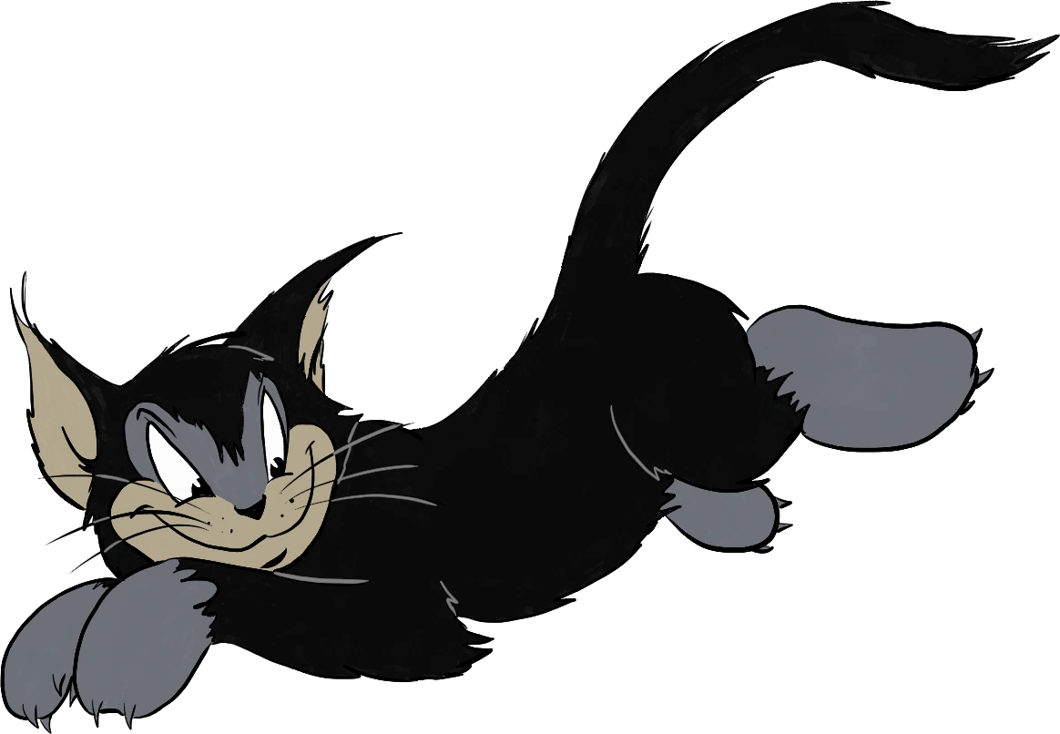 Butch from Tom and Jerry laying on a white background