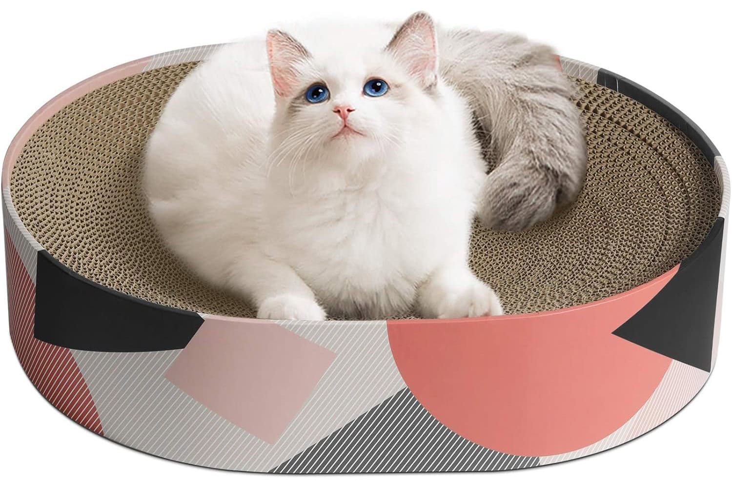 ComSaf Cat Scratcher Cardboard, Oval Shape Corrugated Scratch Pad