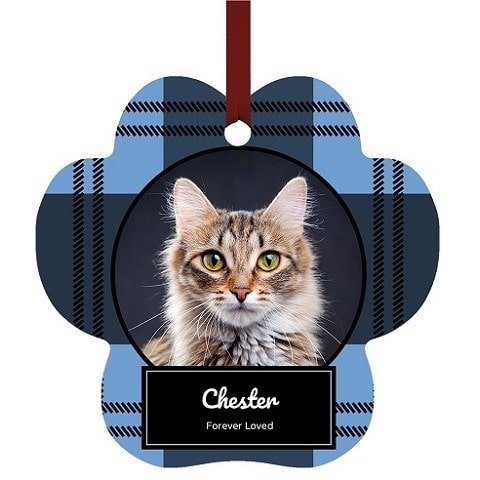 Frisco Personalized Plaid Paw Shape Metal Ornament