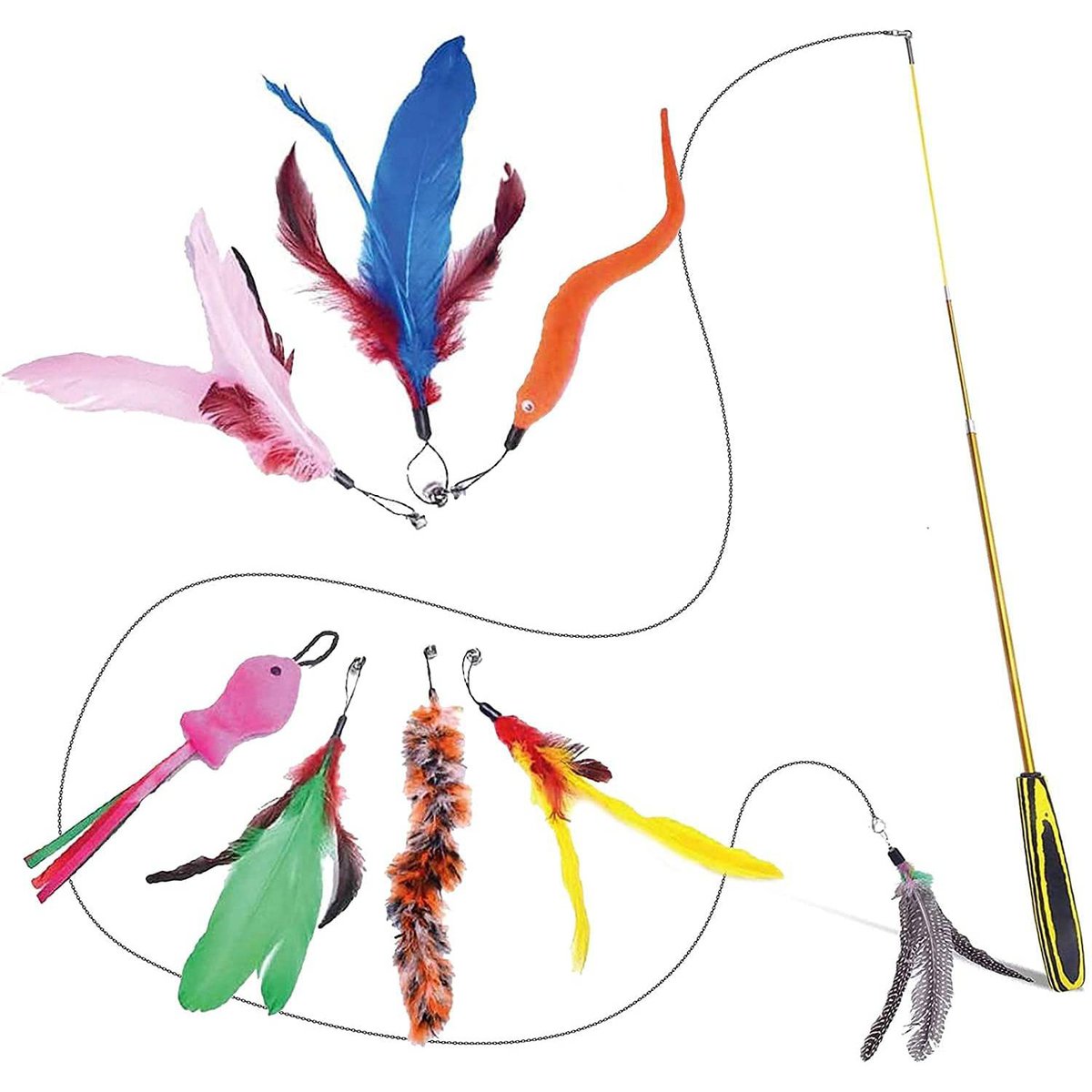 FurDreams Cat Toy, Retractable Interactive Bird Feather Pet Teaser (1)