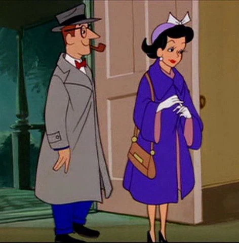George and Joan from Tom and Jerry standing infront of a door