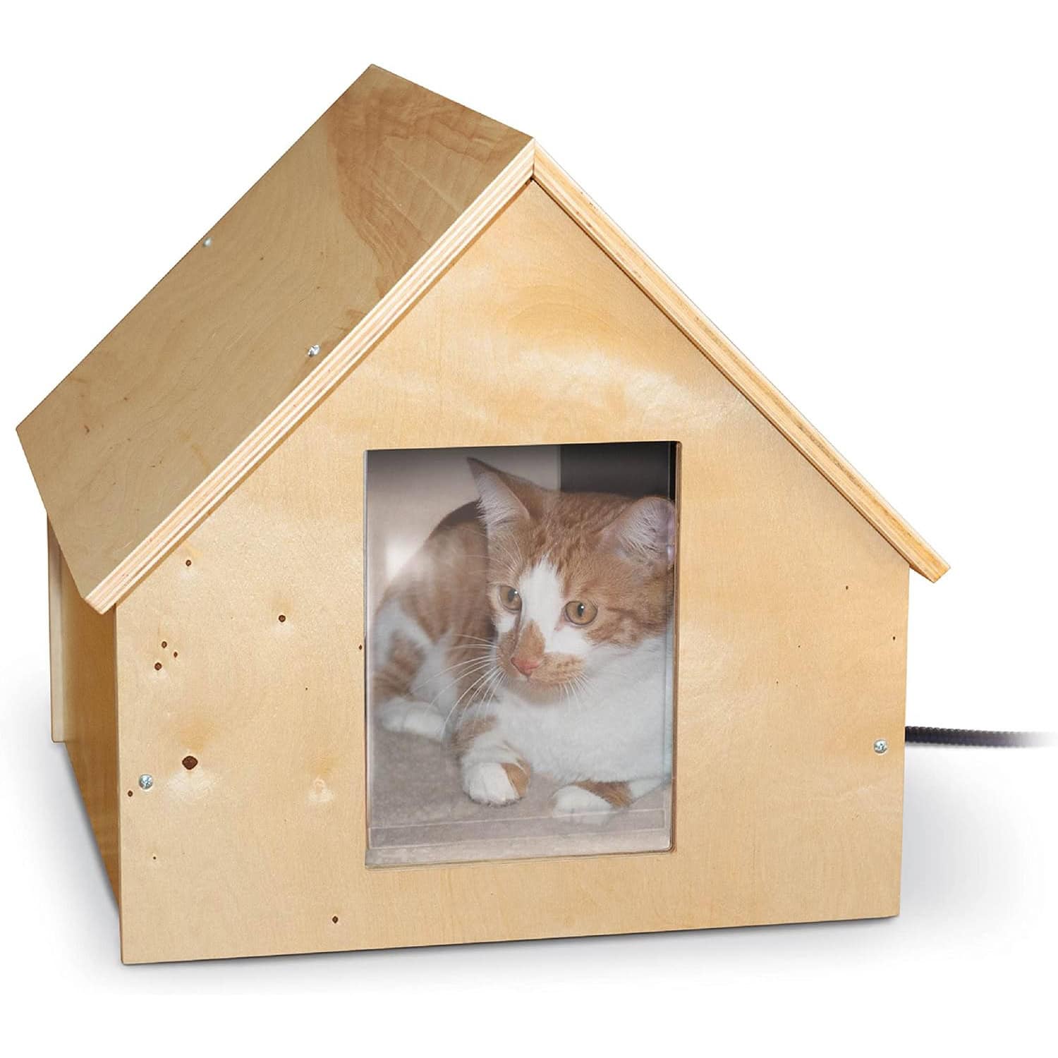 K&H Pet Products Thermo Birchwood Manor Kitty Home Heated Real Birchwood