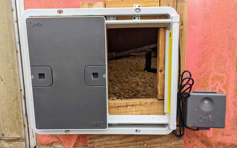 Omlet Automatic Chicken Coop Door - coop door installed