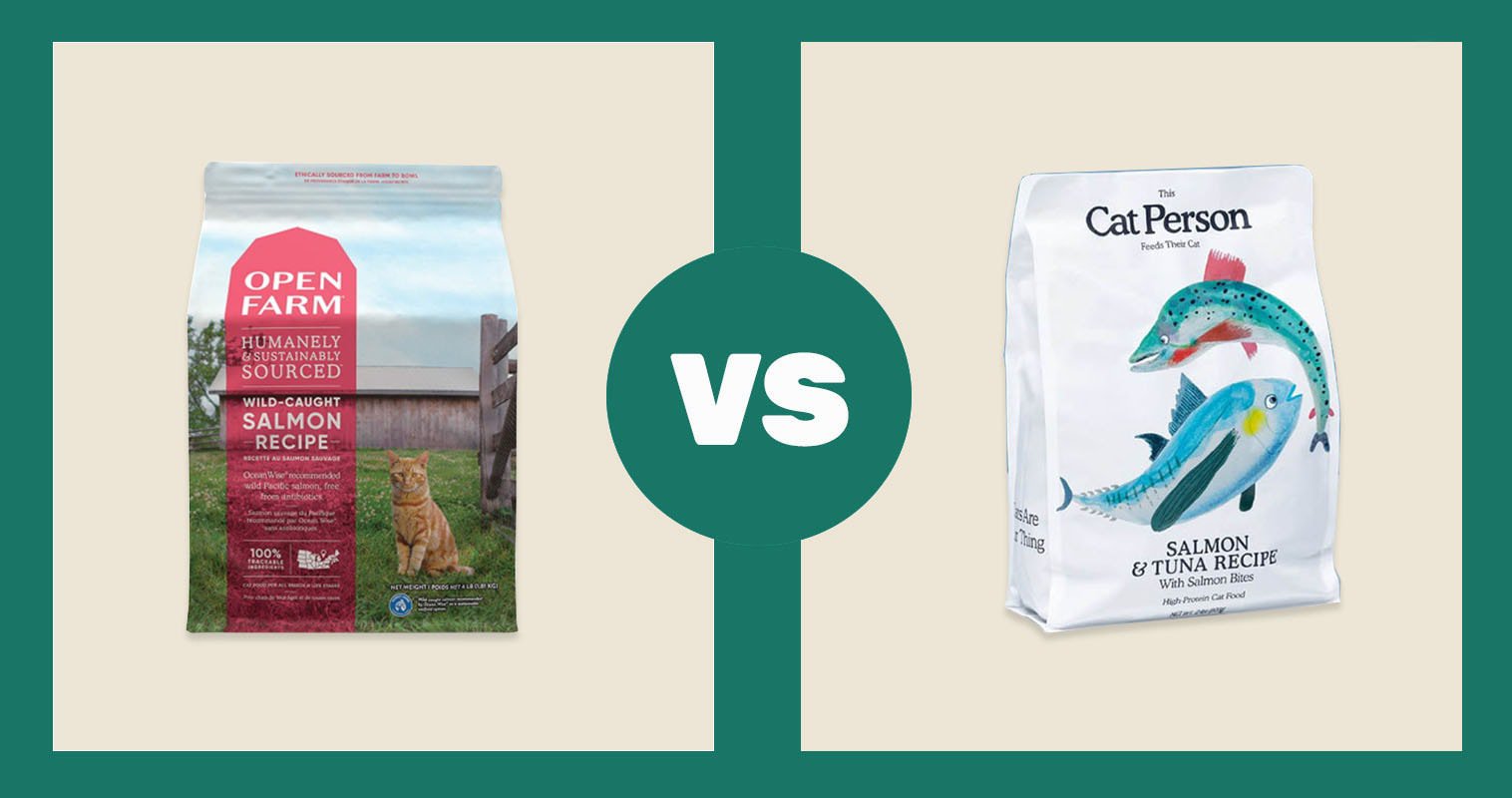 Open Farm Salmon Recipe vs. Cat Person Salmon & Tuna Dry Cat Food