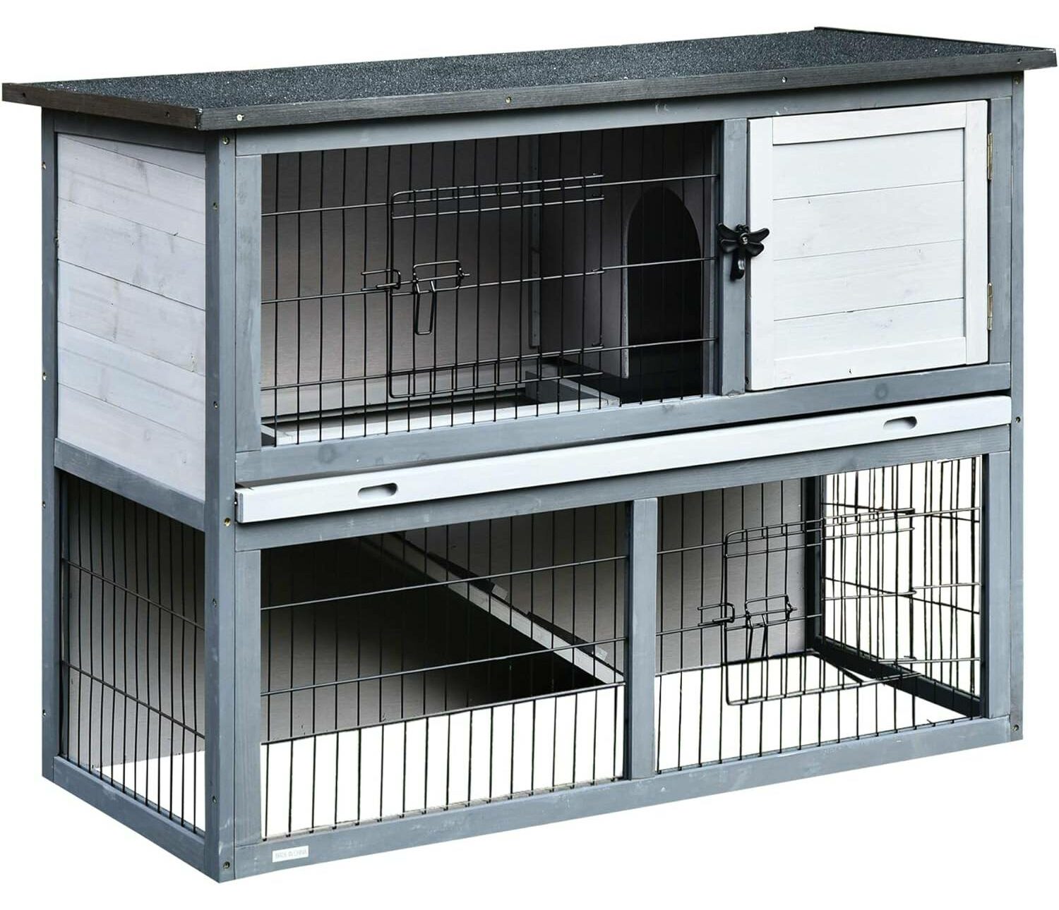 PawHut 2-Tier Wooden Rabbit Hutch