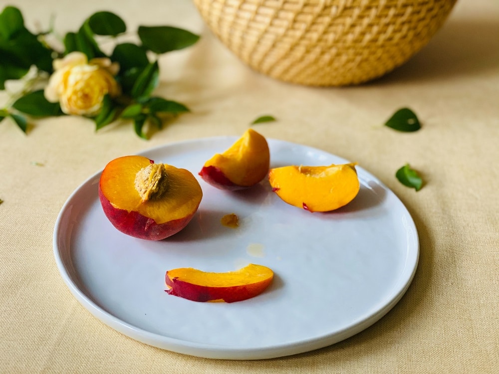 Peaches on a plate