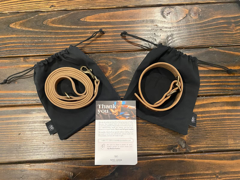 Popov Leather Leash and Dog Collar - opened products