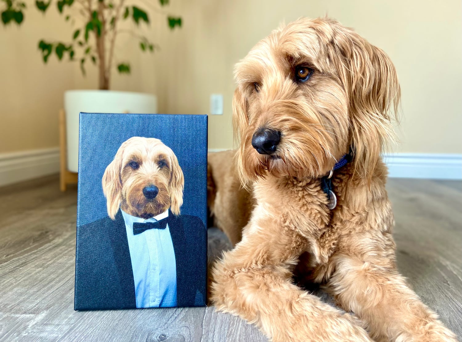 Portrait My Pet Dog Portrait - micag lying next to the portrait