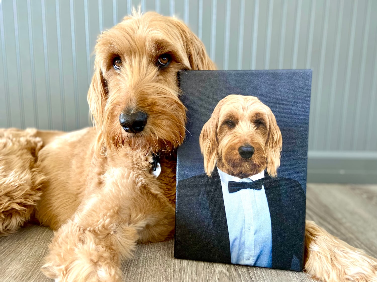 Portrait My Pet Dog Portrait - micah holding the portrait