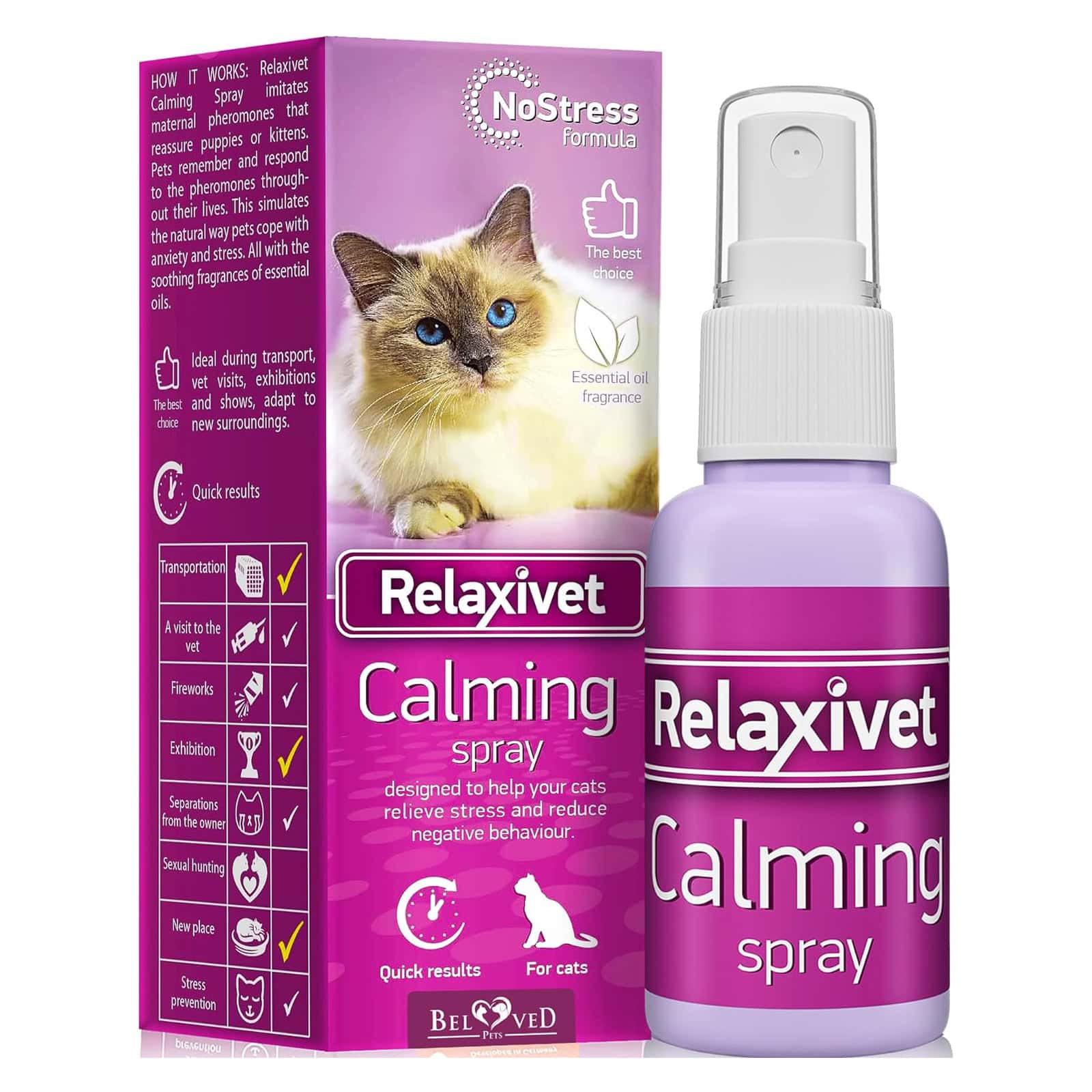 RELAXIVET Calming Pheromone Spray & Scratch Repellent for Cats