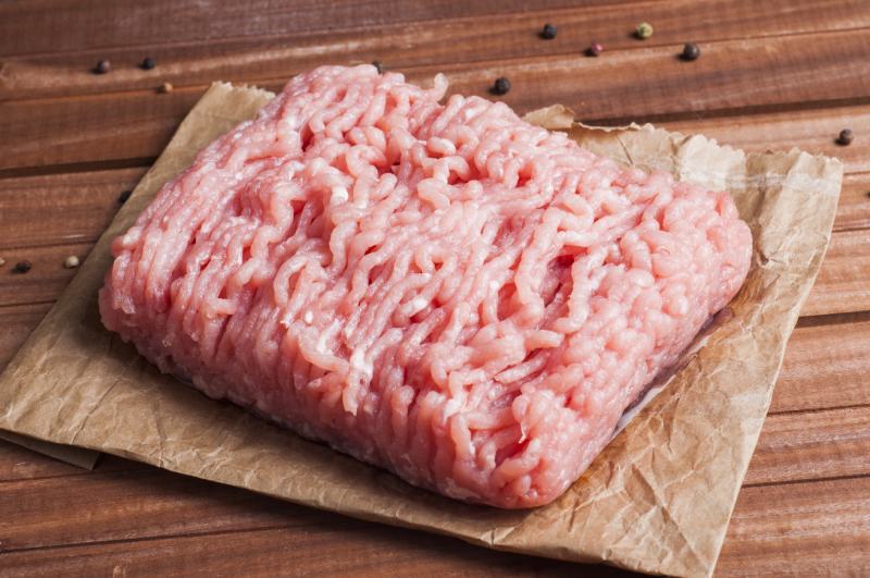 Raw ground turkey meat